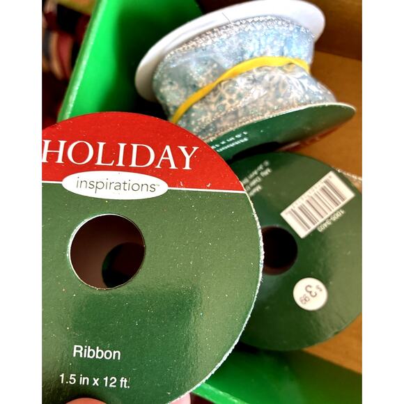 Lot of 8 Blue & Silver Decorative Holiday Ribbons Snowflake Foil Wired New Used - Picture 6 of 14